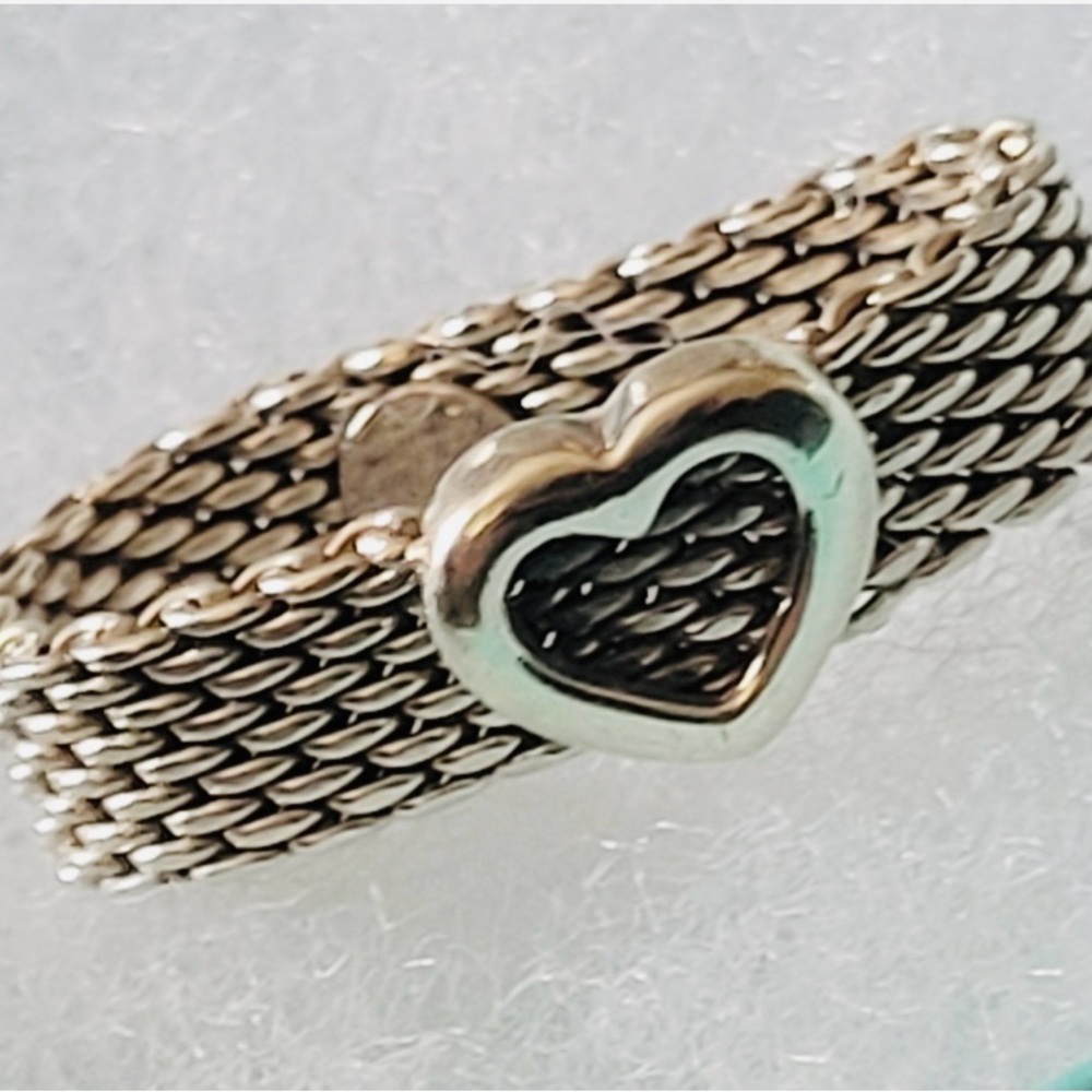 Tiffany & Co. Silver Heart Mesh Ring
